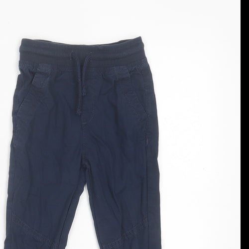 Marks and Spencer Boys Blue Cotton Capri Trousers Size 4-5 Years Regular Drawstring