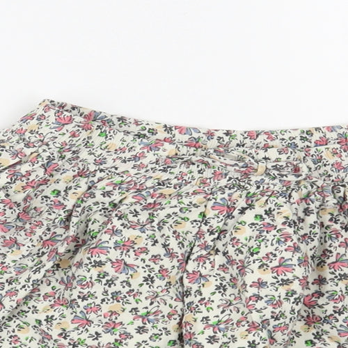 NEXT Girls White Floral Cotton A-Line Skirt Size 6 Years Regular Drawstring