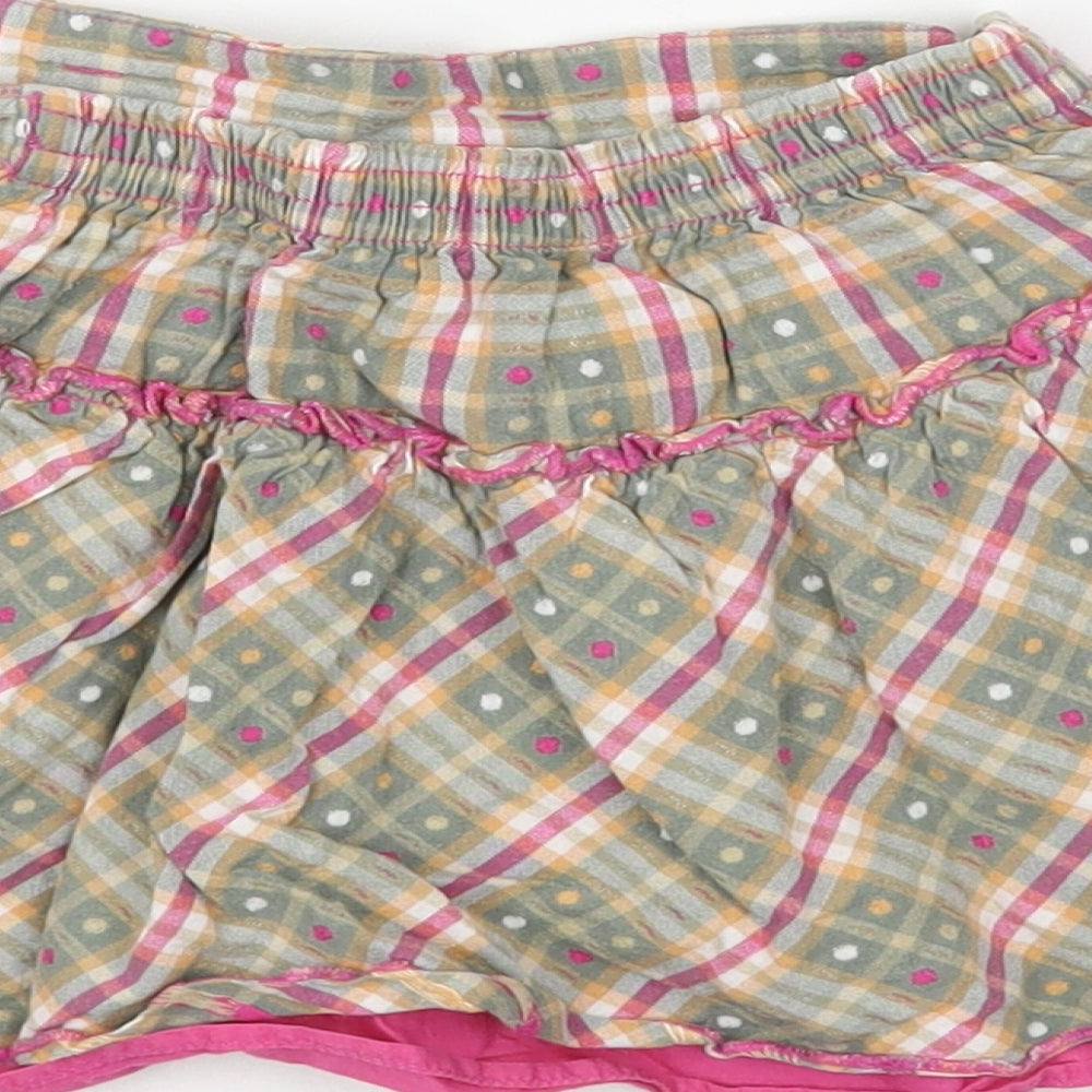 NEXT Girls Green Plaid Cotton Skater Skirt Size 2-3 Years Regular Pull On