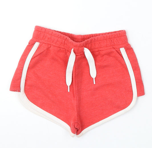 Dunnes Stores Girls Red Cotton Sweat Shorts Size 6-7 Years Regular Drawstring