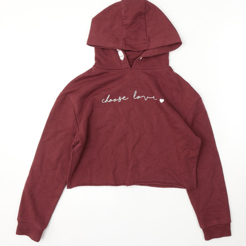 Miss Evie Girls Red Cotton Pullover Hoodie Size 9-10 Years - Choose Love