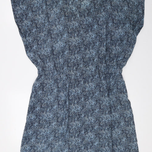 TOM TAILOR Womens Blue Geometric Polyester Shirt Dress Size 40 V-Neck