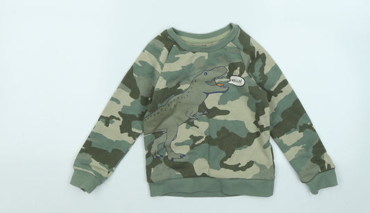 Primark Boys Green Camouflage Cotton Pullover Sweatshirt Size 2-3 Years - Dinosaur