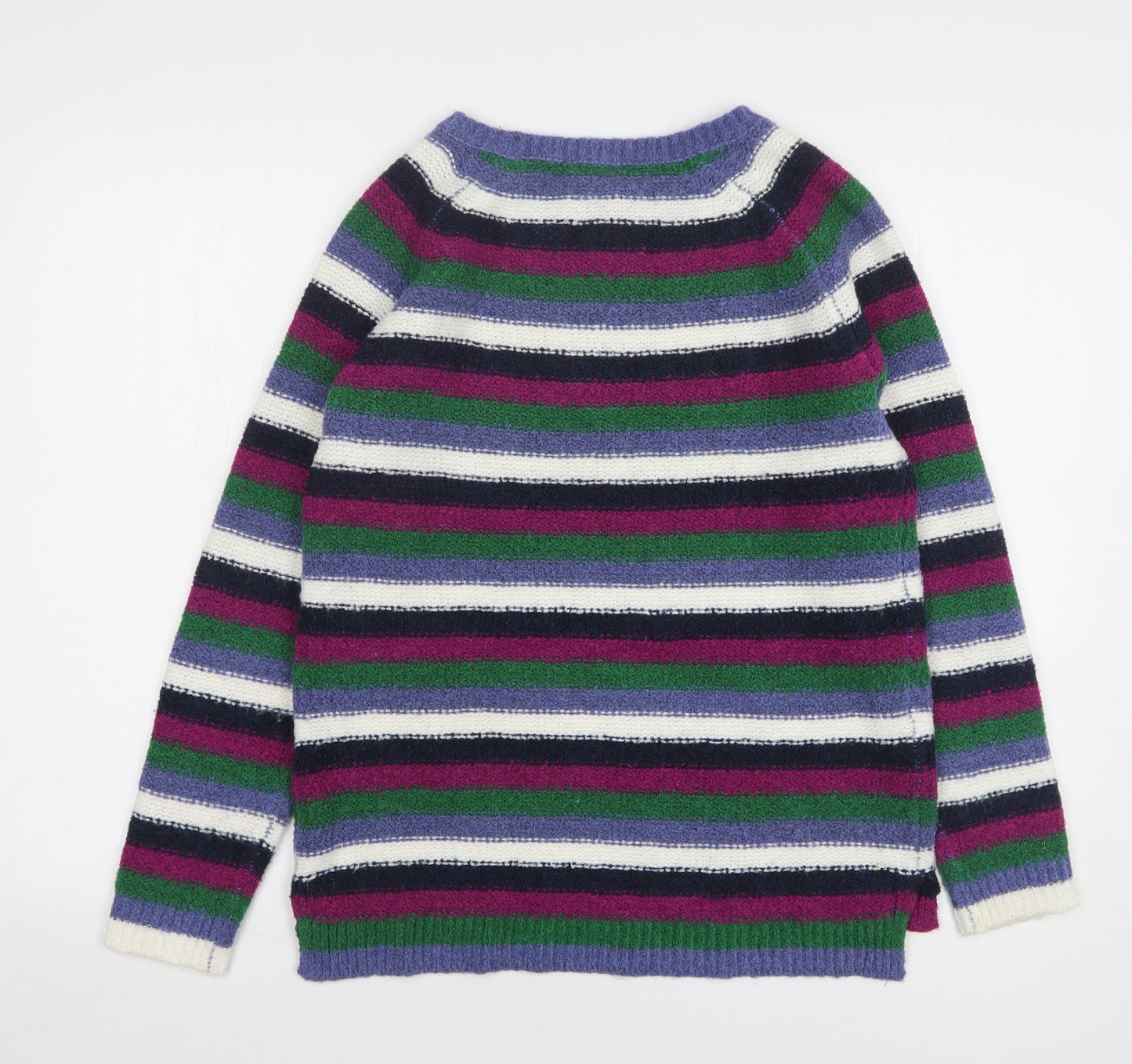 TOM TAILOR Womens Multicoloured Round Neck Striped Acrylic Pullover Jumper Size M