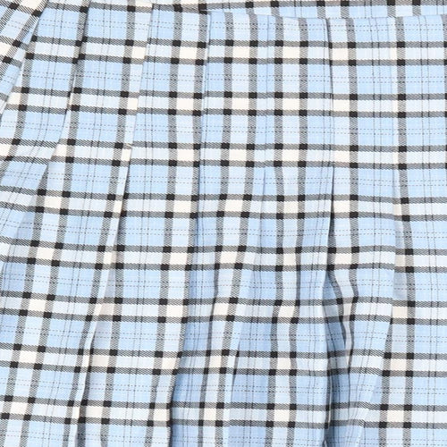 New Look Girls Blue Plaid Polyester Pleated Skirt Size 10 Years Regular Zip