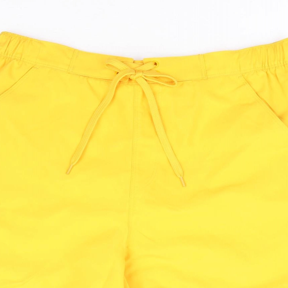 TOG24 Mens Yellow Polyester Sweat Shorts Size M L10 in Regular Drawstring - Swim Short