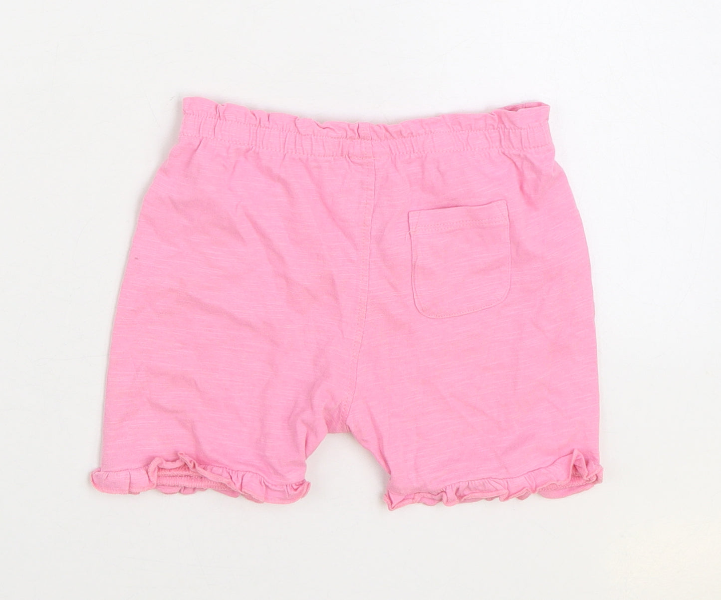 Marks and Spencer Girls Pink 100% Cotton Sweat Shorts Size 2-3 Years Regular Drawstring - Smile