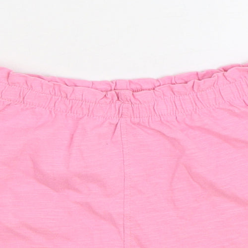 Marks and Spencer Girls Pink 100% Cotton Sweat Shorts Size 2-3 Years Regular Drawstring - Smile