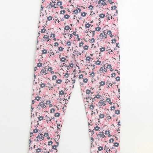 Matalan Girls Multicoloured Floral Cotton Jogger Trousers Size 2-3 Years Regular Pullover - Legging