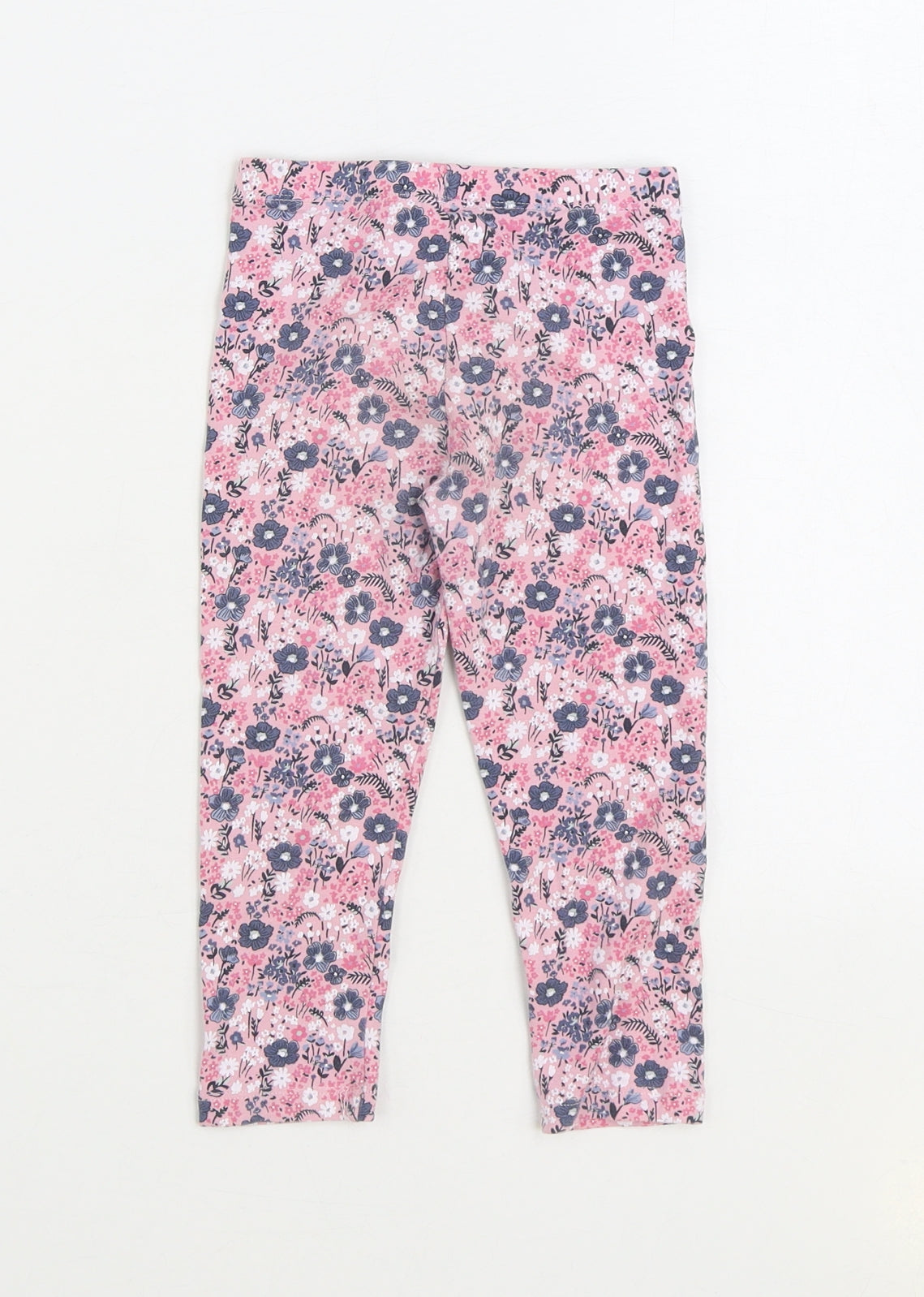 Matalan Girls Multicoloured Floral Cotton Jogger Trousers Size 2-3 Years Regular Pullover - Legging