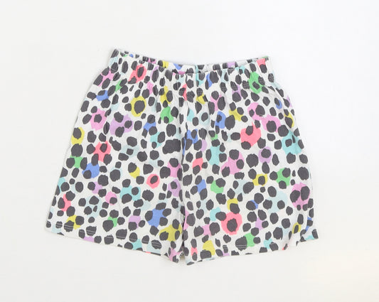 Marks and Spencer Girls Multicoloured Animal Print 100% Cotton Sweat Shorts Size 2-3 Years Regular - Dalmatian Print