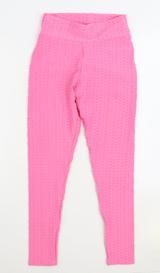 Preworn Womens Pink Polyester Jogger Leggings Size S L28 in - Ruched