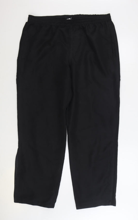 Dunnes Stores Mens Black Polyester Jogger Trousers Size 2XL L32 in Regular Snap