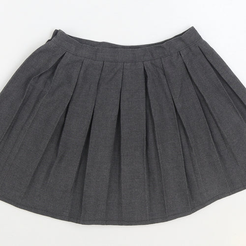 Beau Brummel Girls Grey Polyester Pleated Skirt Size 12-13 Years Regular Zip
