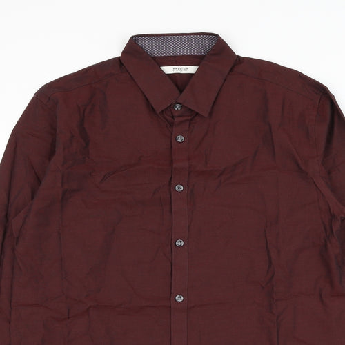 JACK & JONES Mens Red Cotton Dress Shirt Size M Collared Button