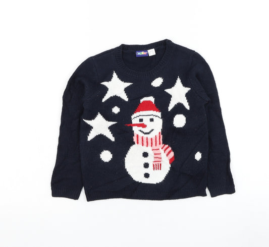 Lupilu Boys Blue Round Neck Acrylic Pullover Jumper Size 2-3 Years Pullover - Light Up Christmas Jumper