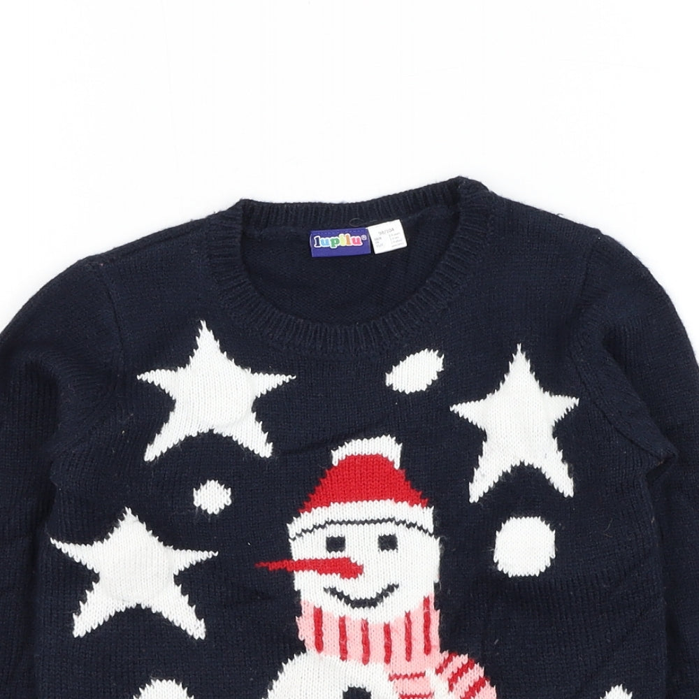 Lupilu Boys Blue Round Neck Acrylic Pullover Jumper Size 2-3 Years Pullover - Light Up Christmas Jumper