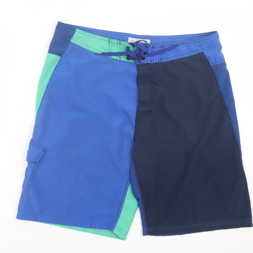 Fat Face Mens Blue Polyester Sweat Shorts Size 38 in L10 in Regular Hook & Loop
