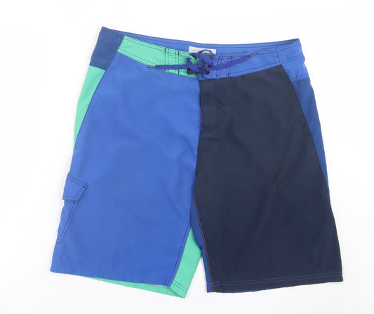 Fat Face Mens Blue Polyester Sweat Shorts Size 38 in L10 in Regular Hook & Loop