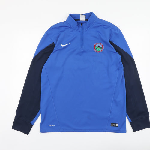 Nike Mens Blue Polyester Henley Hoodie Size M - Greenisland FC