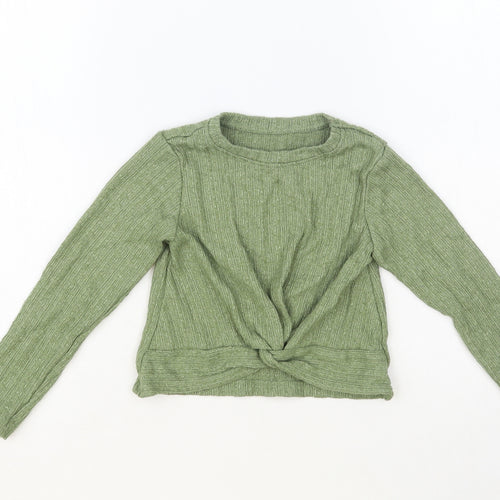 Dunnes Stores Girls Green Crew Neck Polyester Pullover Jumper Size 6-7 Years Pullover - Knot Detail
