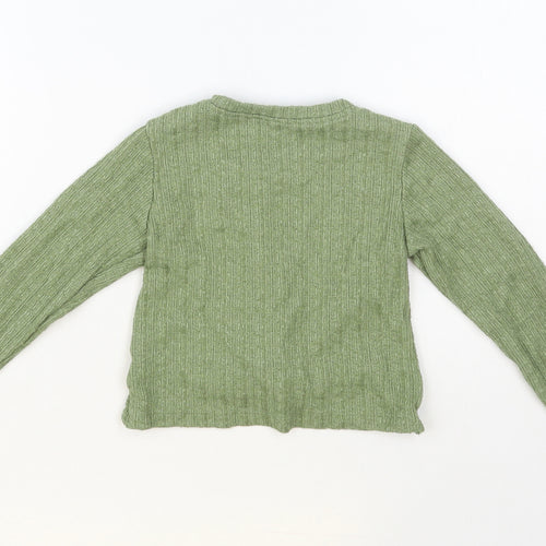 Dunnes Stores Girls Green Crew Neck Polyester Pullover Jumper Size 6-7 Years Pullover - Knot Detail
