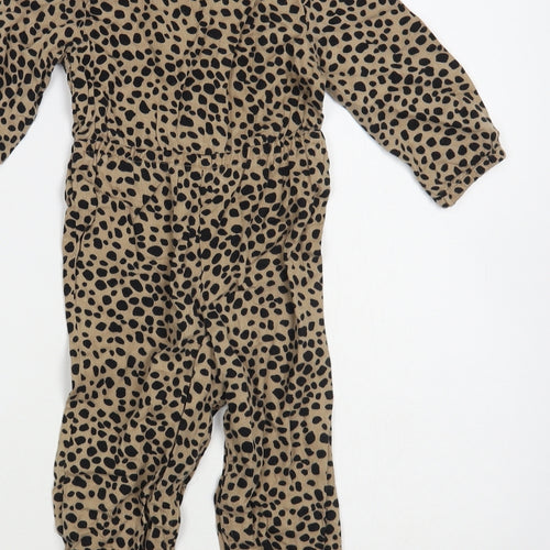 Matalan Baby Beige Animal Print Viscose Romper One-Piece Size 12-18 Months Snap