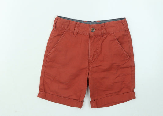 George Boys Red Cotton Chino Shorts Size 4-5 Years Regular Zip