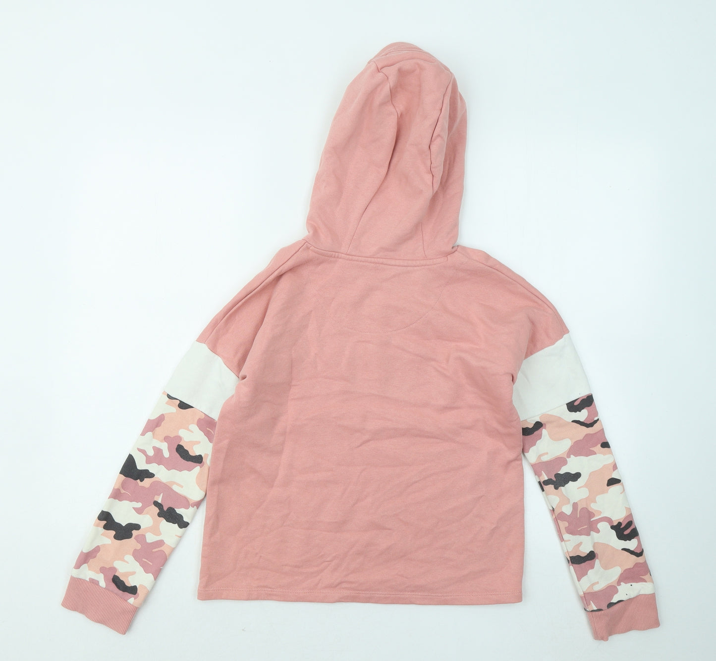 F&F Girls Pink Camouflage Cotton Pullover Hoodie Size 11-12 Years Drawstring - Live Your Best Life