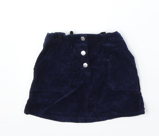 Denim & Co. Girls Blue Cotton A-Line Skirt Size 5-6 Years Regular Snap