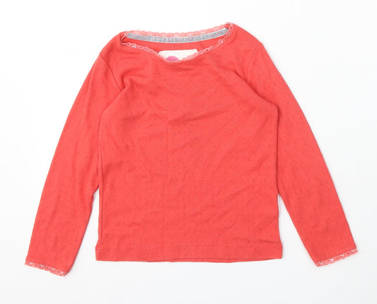 Boden Girls Red Round Neck Cotton Pullover Jumper Size 5-6 Years