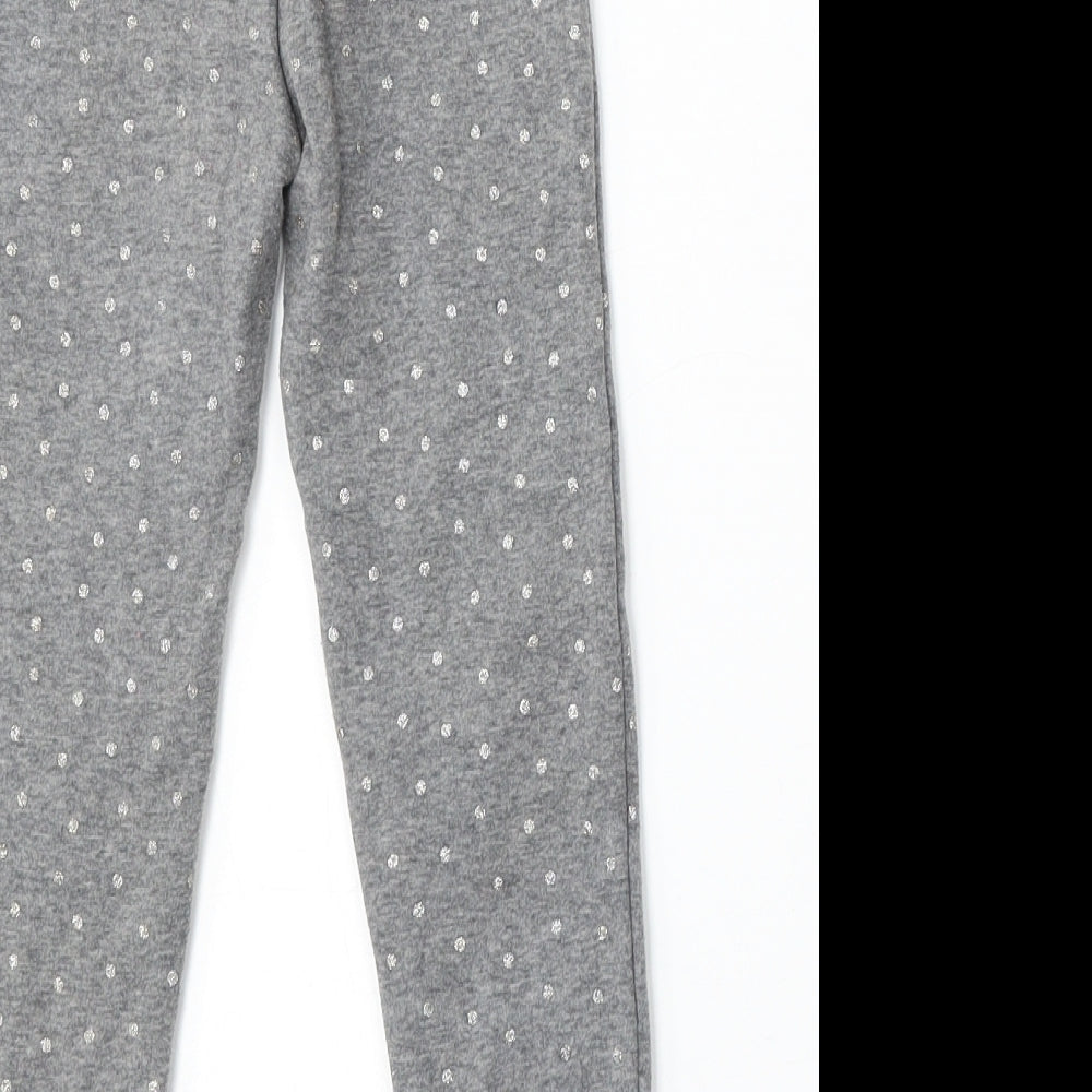 Dunnes Stores Girls Grey Geometric Polyester Jogger Trousers Size 5-6 Years Regular