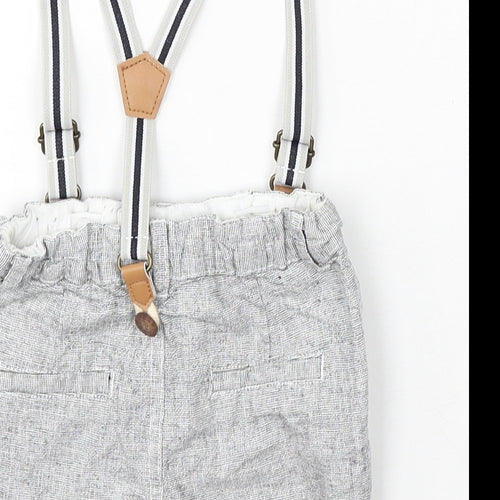 Primark Boys Grey Linen Shorts Outfit/Set Size 9-12 Months Button - With Braces