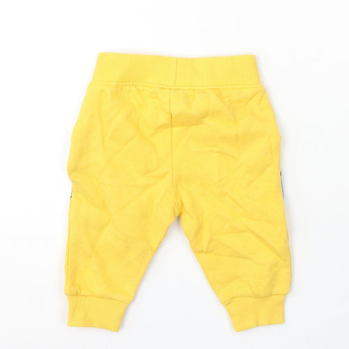 Peppa Pig Girls Yellow Cotton Jogger Trousers Size 3-6 Months Tie - Peppa and George