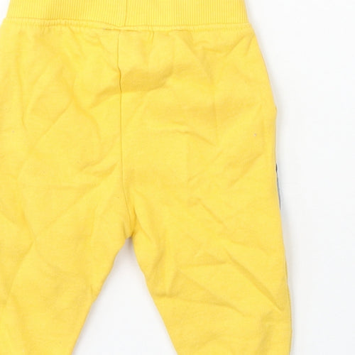 Peppa Pig Girls Yellow Cotton Jogger Trousers Size 3-6 Months Tie - Peppa and George