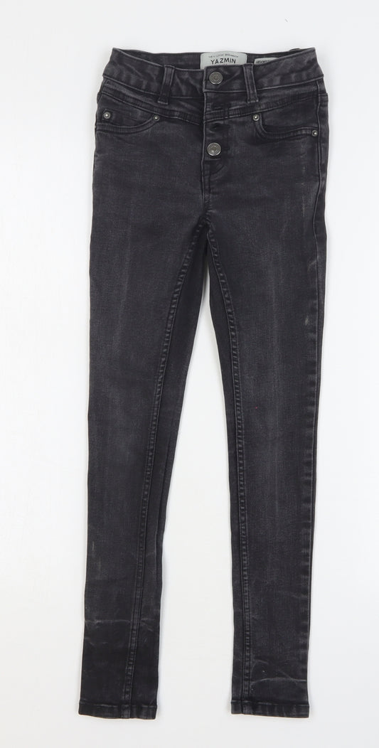New Look Girls Black Cotton Skinny Jeans Size 9 Years Regular Button