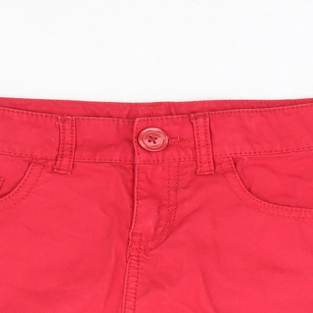 United Colours of Benetton Girls Red 100% Cotton Mini Skirt Size 7 Years Regular Zip