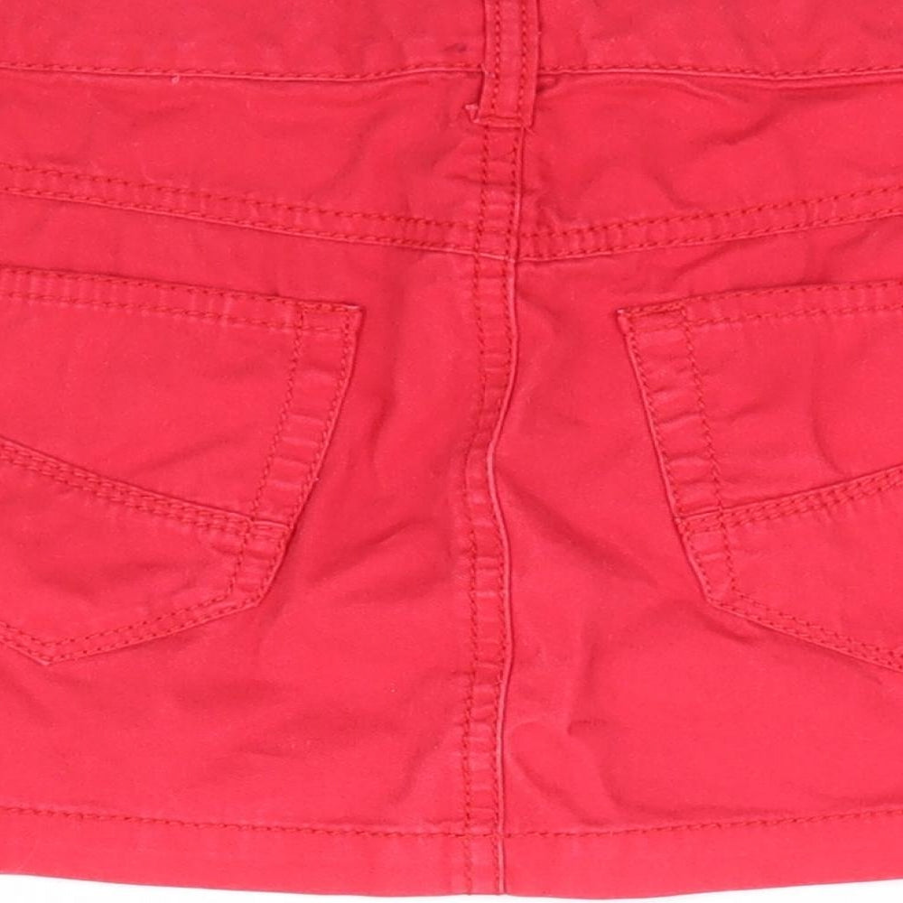 United Colours of Benetton Girls Red 100% Cotton Mini Skirt Size 7 Years Regular Zip