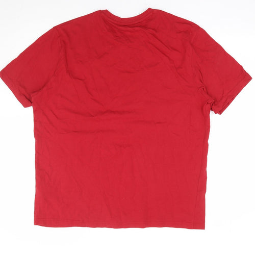 Jeff & Co Mens Red Cotton T-Shirt Size L Round Neck - Bird