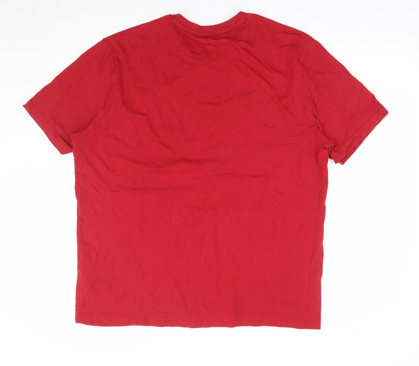 Jeff & Co Mens Red Cotton T-Shirt Size L Round Neck - Bird
