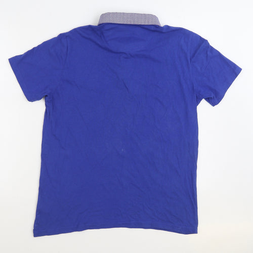 Easy Mens Blue 100% Cotton Polo Size L Collared Pullover