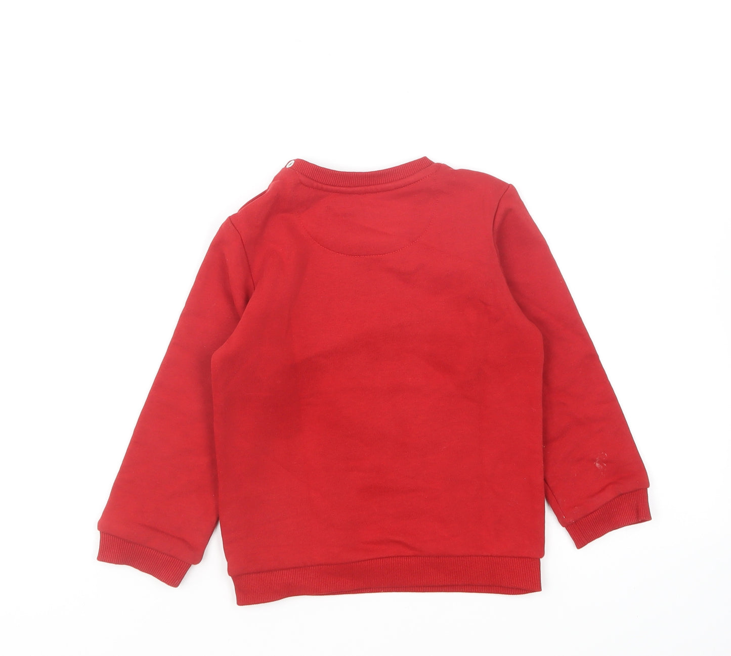 Marks and Spencer Boys Red Cotton Pullover Sweatshirt Size 2-3 Years Pullover - Reindeer