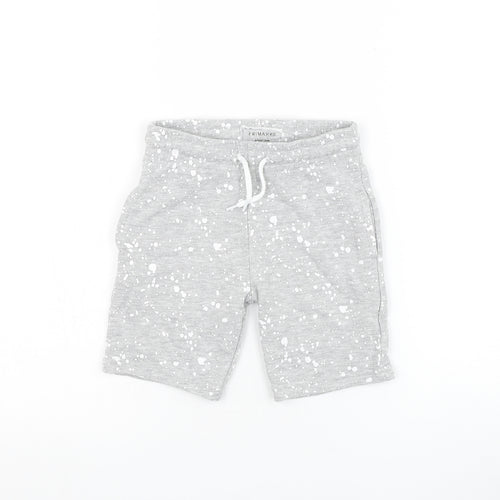 Primark Boys Grey Spotted Cotton Sweat Shorts Size 4-5 Years Regular Drawstring - Splatter