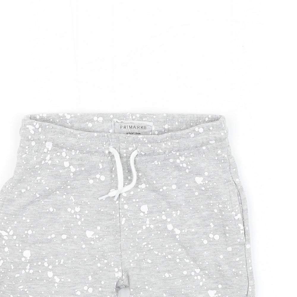 Primark Boys Grey Spotted Cotton Sweat Shorts Size 4-5 Years Regular Drawstring - Splatter