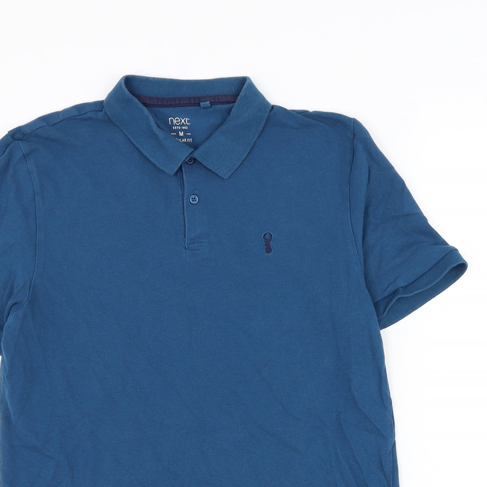NEXT Mens Blue Cotton Polo Size M Collared Pullover