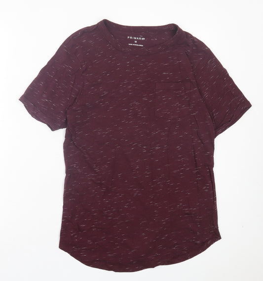 Primark Mens Purple Cotton T-Shirt Size M Crew Neck - Pocket Detail
