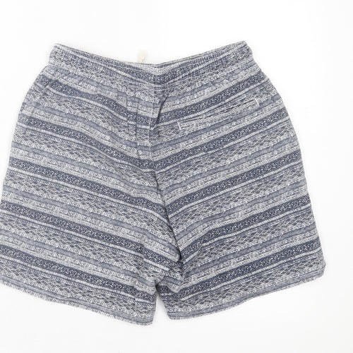 Topman Mens Blue Geometric Cotton Bermuda Shorts Size 30 in L6 in Regular Drawstring