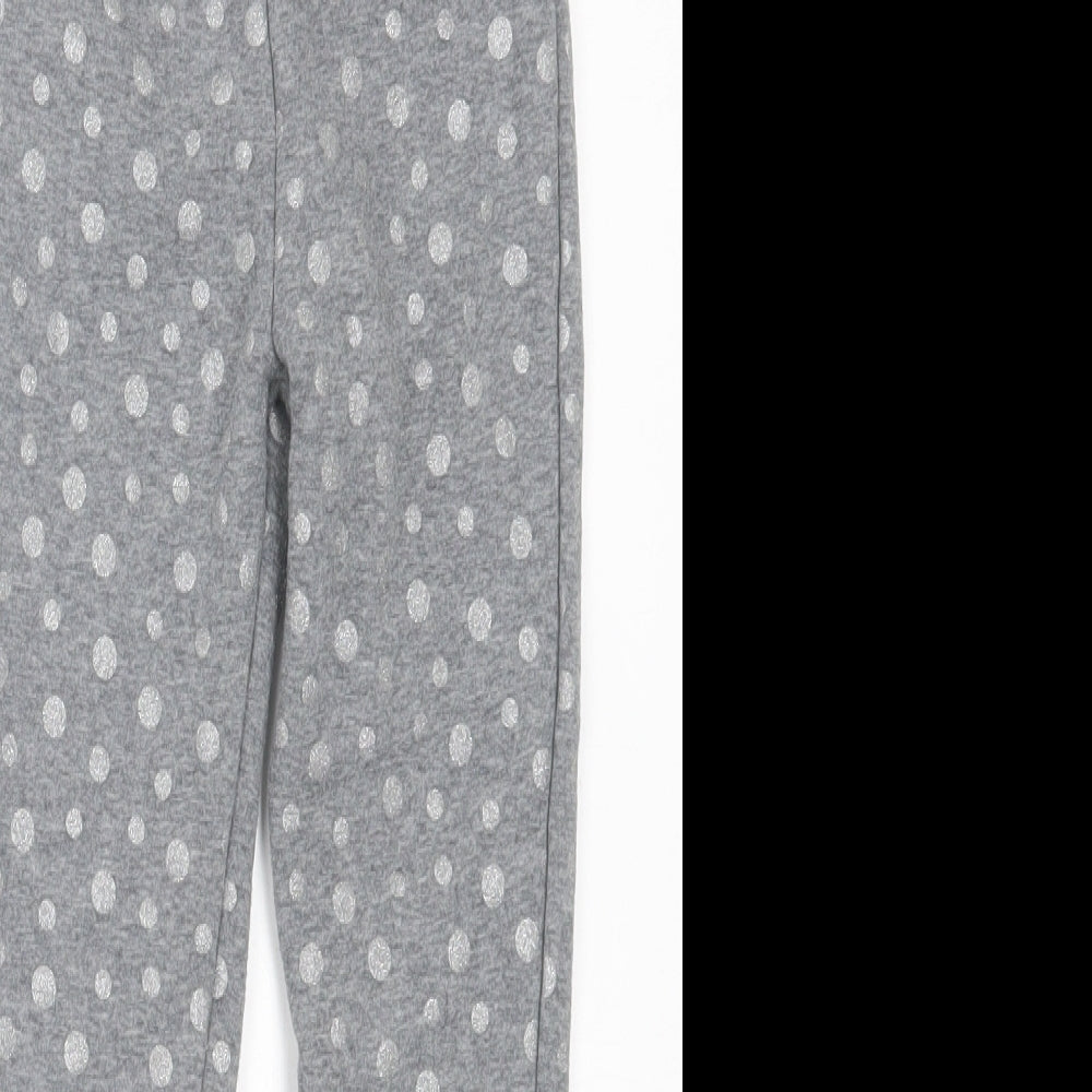 Dunnes Stores Girls Grey Polka Dot Polyester Capri Trousers Size 7-8 Years Regular Pullover - Fleece lined