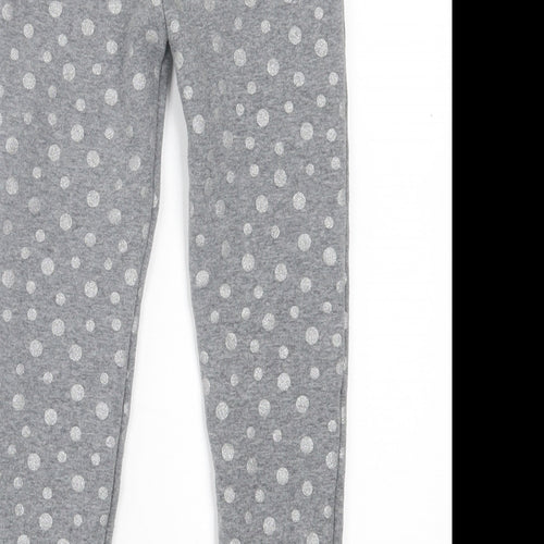 Dunnes Stores Girls Grey Polka Dot Polyester Capri Trousers Size 7-8 Years Regular Pullover - Fleece lined