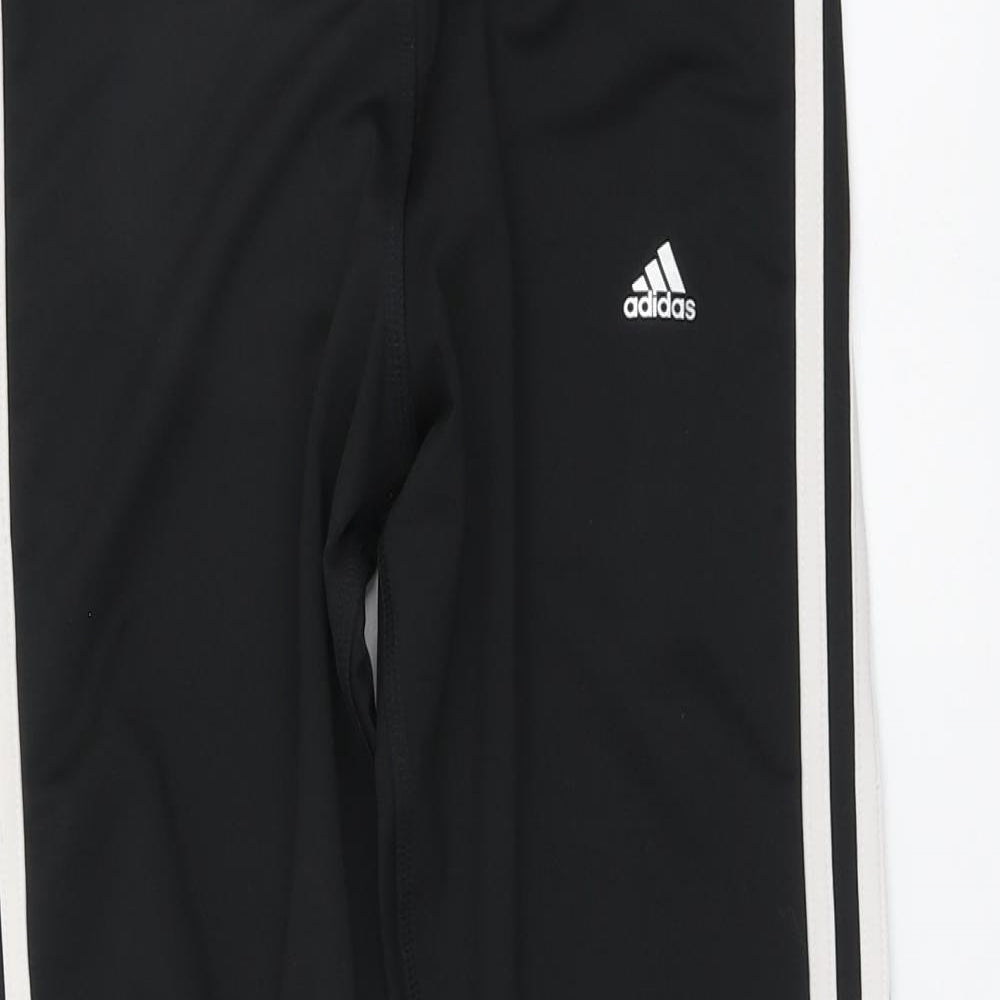 adidas Womens Black Polyester Jogger Leggings Size 10 L22 in Regular Button